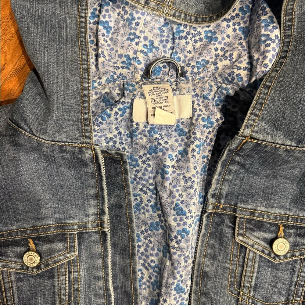 GAP Kids Blue Denim Jacket with Floral Lining